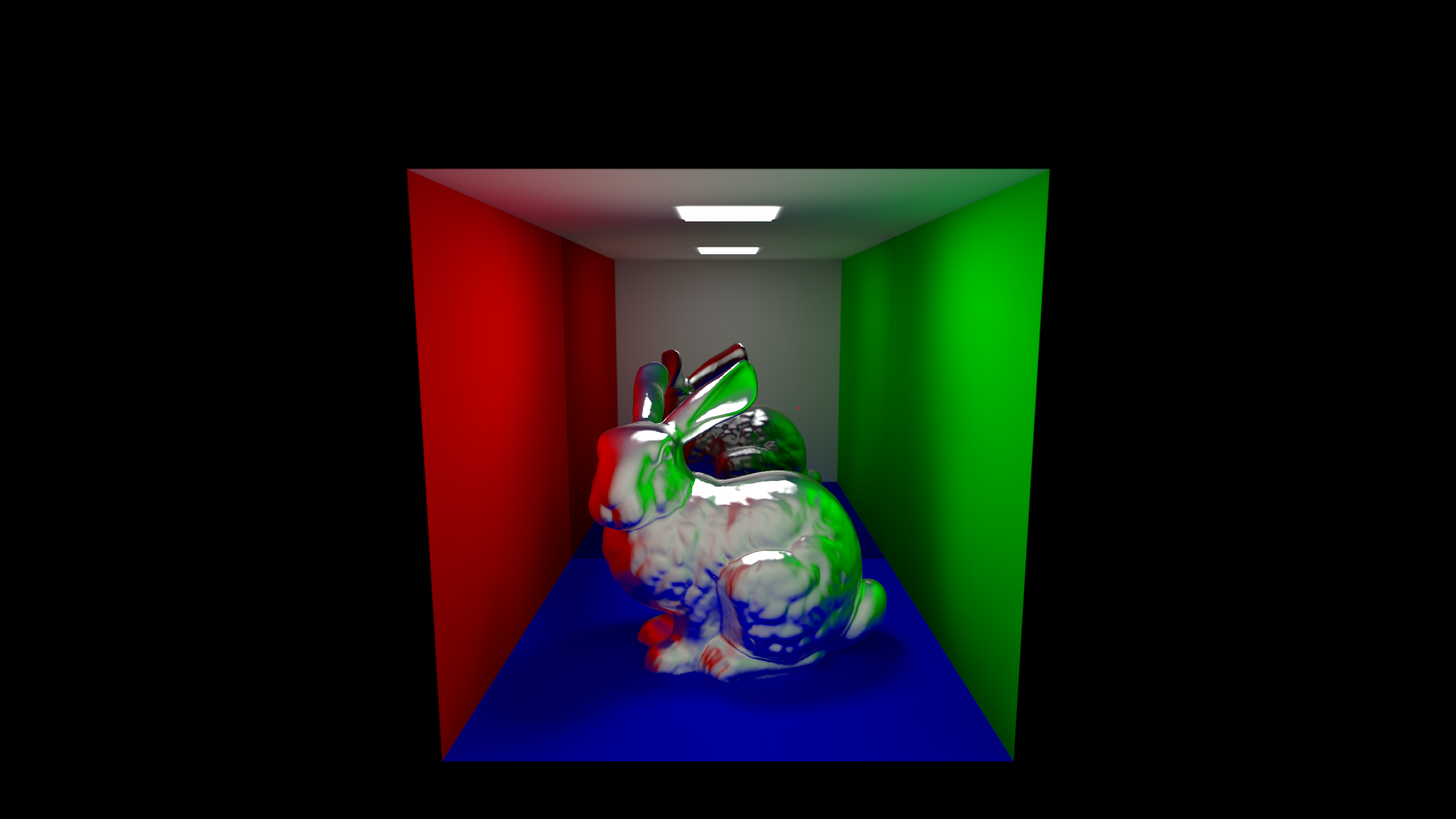 Bunny 3D-model in a ray traced scene